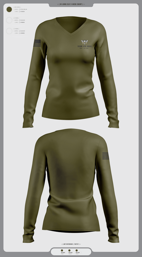 Womens Long Sleeve Vneck Shirt, Air-Mail, Baseball, Teamtime, Team time, sublimation, custom sports apparel, team uniforms, spirit wear, spiritwear, sports uniforms, custom shirts, team store, custom team store, fundraiser sports, apparel fundraiser