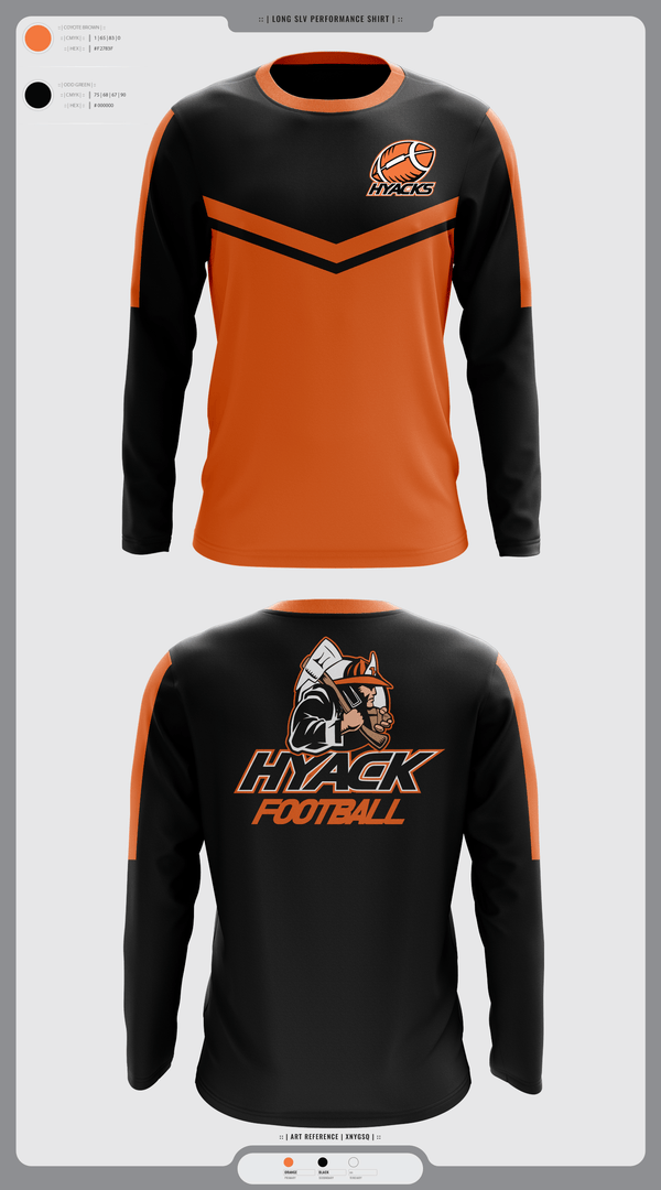 Long Sleeve Performance Shirt, Hyacks Football, Football, Teamtime, Team time, sublimation, custom sports apparel, team uniforms, spirit wear, spiritwear, sports uniforms, custom shirts, team store, custom team store, fundraiser sports, apparel fundraiser