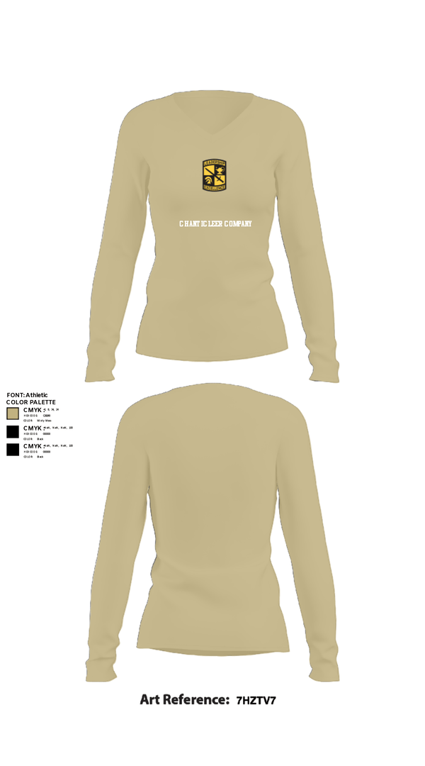 Womens Long Sleeve Vneck Shirt, Chanticleer company, Army, Teamtime, Team time, sublimation, custom sports apparel, team uniforms, spirit wear, spiritwear, sports uniforms, custom shirts, team store, custom team store, fundraiser sports, apparel fundraiser