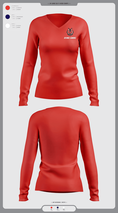 Atomic gaming and 90675197 Women's Long Sleeve V-neck Shirt - 1