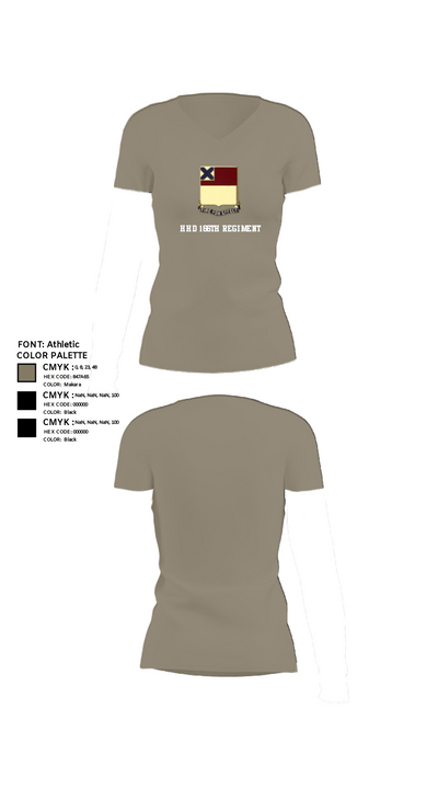 HHD 166th Regiment 4853273 Women's Short Sleeve V-neck Shirt - 64