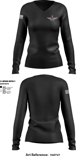 Women's Long Sleeve Vneck Shirt, 160th Aviation Regiment, Army, Teamtime, Team time, sublimation, custom sports apparel, team uniforms, spirit wear, spiritwear, sports uniforms, custom shirts, team store, custom team store, fundraiser sports, apparel fundraiser