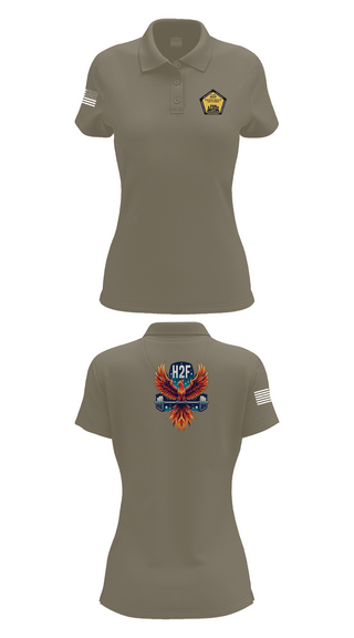 Womens Short Sleeve Performance Polo, Phoenix H2F, Army, Teamtime, Team time, sublimation, custom sports apparel, team uniforms, spirit wear, spiritwear, sports uniforms, custom shirts, team store, custom team store, fundraiser sports, apparel fundraiser