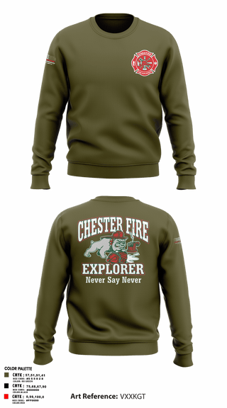 Crew Neck Sweatshirt, Chester fire explorers, Fire Department, Teamtime, Team time, sublimation, custom sports apparel, team uniforms, spirit wear, spiritwear, sports uniforms, custom shirts, team store, custom team store, fundraiser sports, apparel fundraiser