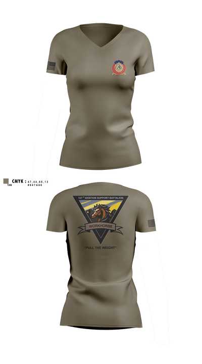 127th ASB WORKHORSE 79378829 Women's Short Sleeve V-neck Shirt - 4