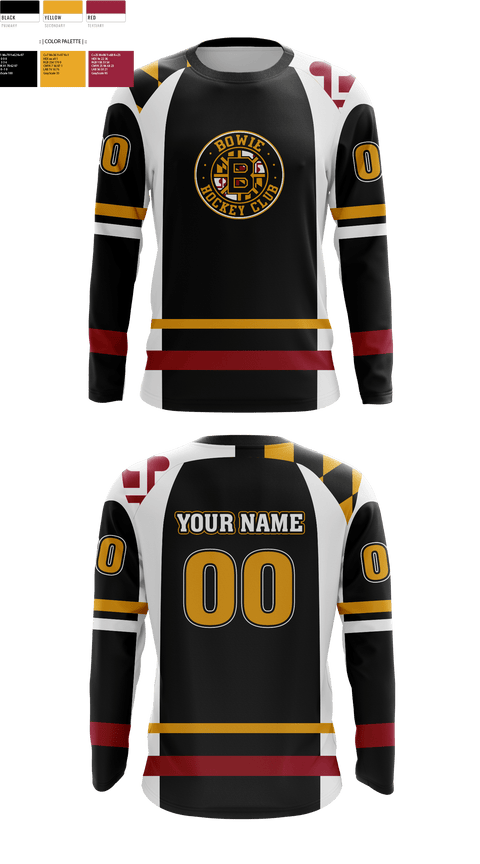 Long Sleeve Performance Shirt, Bowie Hockey Club, Ice Hockey, Teamtime, Team time, sublimation, custom sports apparel, team uniforms, spirit wear, spiritwear, sports uniforms, custom shirts, team store, custom team store, fundraiser sports, apparel fundraiser