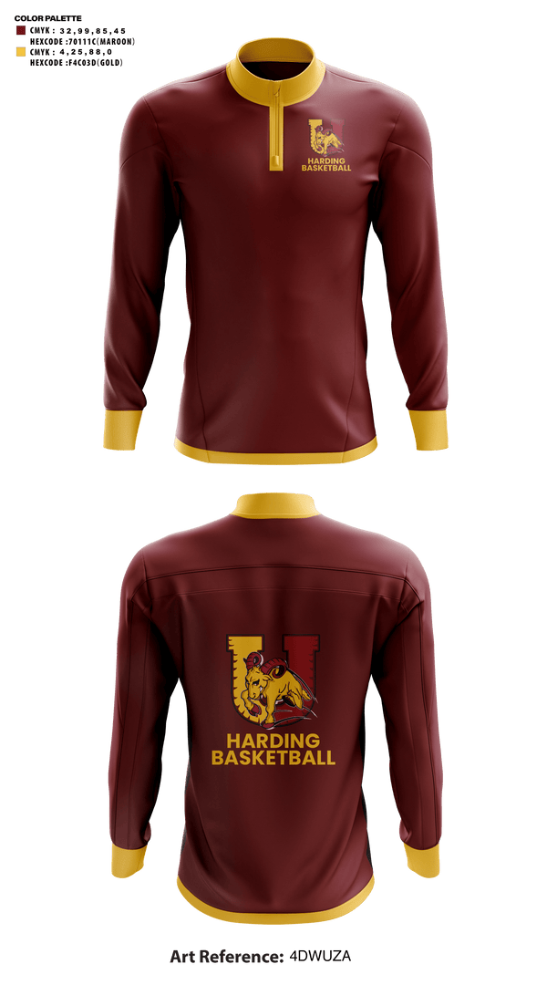 Quarter Zip Jacket, Harding University High School Basketball, Men's Basketball, Teamtime, Team time, sublimation, custom sports apparel, team uniforms, spirit wear, spiritwear, sports uniforms, custom shirts, team store, custom team store, fundraiser sports, apparel fundraiser