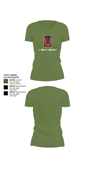 Womens Short Sleeve Vneck Shirt, 1-169th E Company, National Guard, Teamtime, Team time, sublimation, custom sports apparel, team uniforms, spirit wear, spiritwear, sports uniforms, custom shirts, team store, custom team store, fundraiser sports, apparel fundraiser