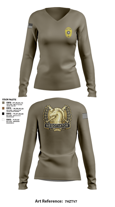 HCSO CNT 41668250 Women's Long Sleeve V-neck Shirt - 1