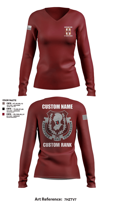 1st Medical Brigade 47127889 Women's Long Sleeve V-neck Shirt - 22
