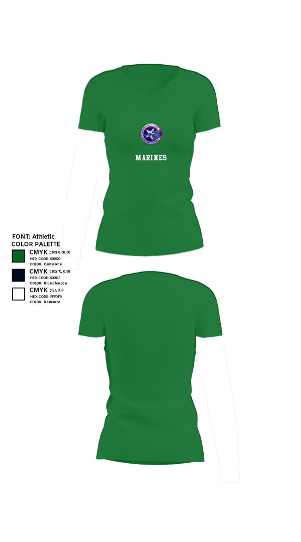 Women's Short Sleeve Vneck Shirt, PMA 242, Marines, Teamtime, Team time, sublimation, custom sports apparel, team uniforms, spirit wear, spiritwear, sports uniforms, custom shirts, team store, custom team store, fundraiser sports, apparel fundraiser