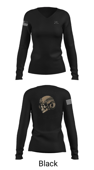 Women's Long Sleeve Vneck Shirt, 3rd PLT Black Sheep, Army, Teamtime, Team time, sublimation, custom sports apparel, team uniforms, spirit wear, spiritwear, sports uniforms, custom shirts, team store, custom team store, fundraiser sports, apparel fundraiser