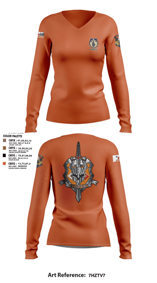 Women's Long Sleeve Vneck Shirt, C-Co 602D ASB, Army, Teamtime, Team time, sublimation, custom sports apparel, team uniforms, spirit wear, spiritwear, sports uniforms, custom shirts, team store, custom team store, fundraiser sports, apparel fundraiser