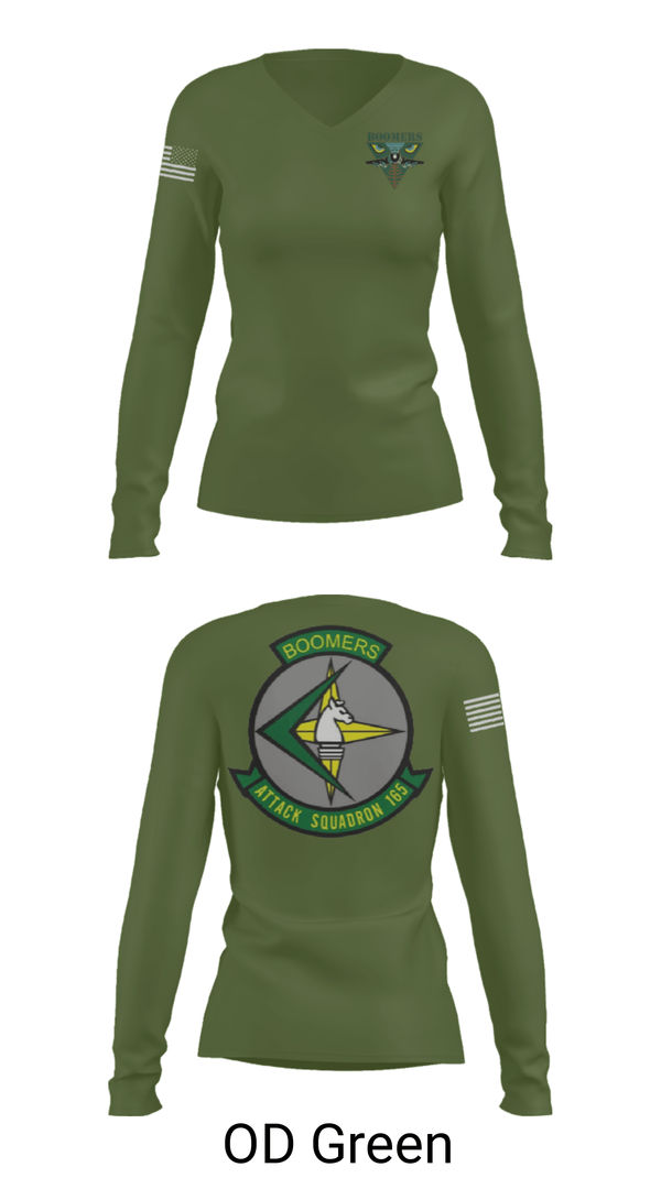 Women's Long Sleeve Vneck Shirt, VA-165 Boomers, , Teamtime, Team time, sublimation, custom sports apparel, team uniforms, spirit wear, spiritwear, sports uniforms, custom shirts, team store, custom team store, fundraiser sports, apparel fundraiser