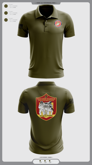 Short Sleeve Performance Polo, Wounded warrior battalion east, Marines, Teamtime, Team time, sublimation, custom sports apparel, team uniforms, spirit wear, spiritwear, sports uniforms, custom shirts, team store, custom team store, fundraiser sports, apparel fundraiser