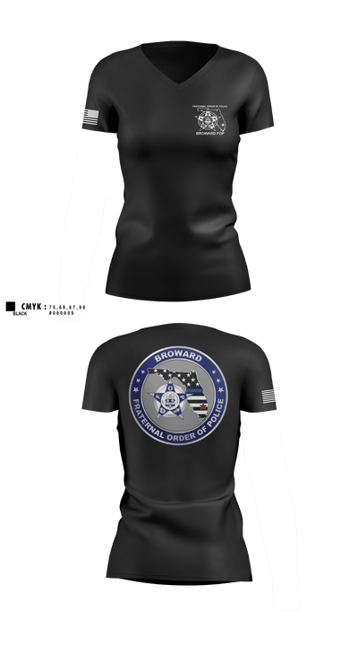 Broward Fraternal Order of Police 91005967 Women's Short Sleeve V-neck Shirt - 3