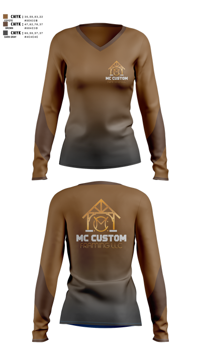MC CUSTOM FRAMING LLC 87834909 Women's Long Sleeve V-neck Shirt - 1