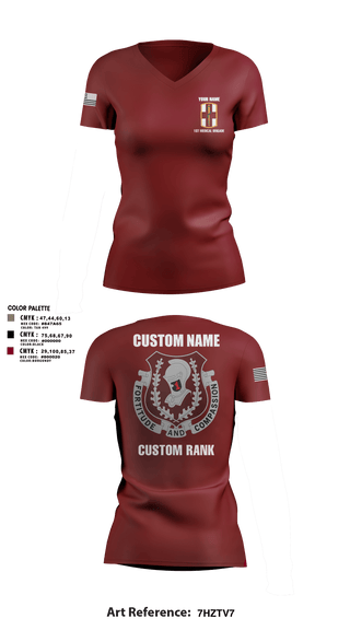 Womens Short Sleeve Vneck Shirt, 1st Medical Brigade, , Teamtime, Team time, sublimation, custom sports apparel, team uniforms, spirit wear, spiritwear, sports uniforms, custom shirts, team store, custom team store, fundraiser sports, apparel fundraiser