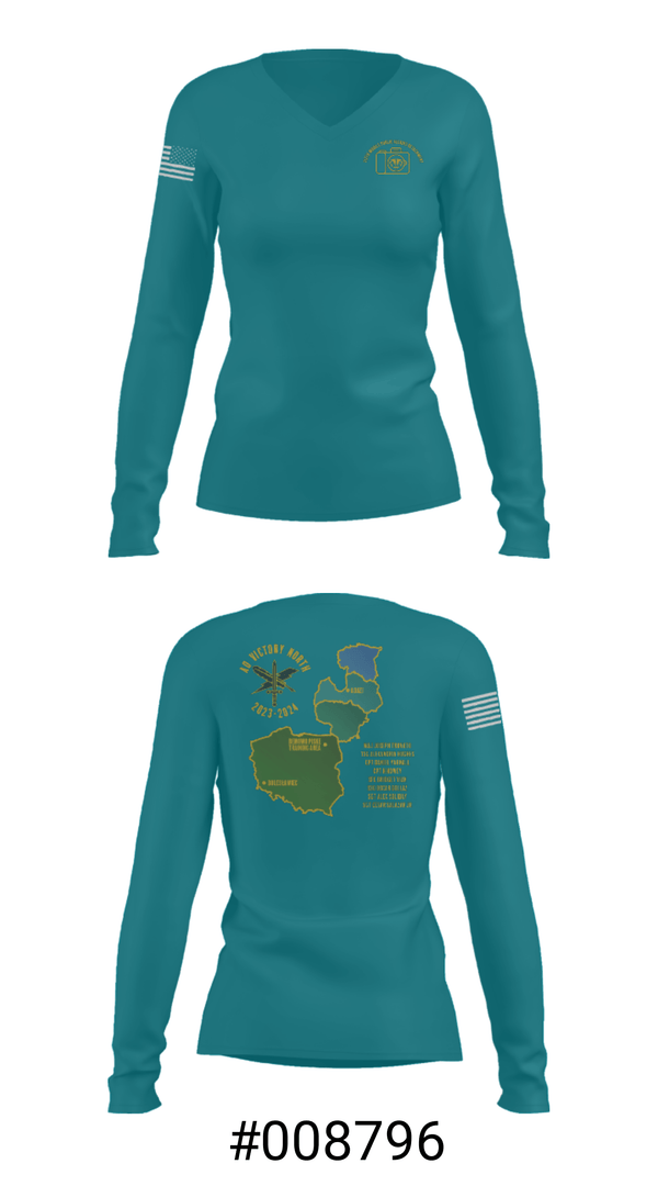 Women's Long Sleeve Vneck Shirt, 112 MPAD, Army, Teamtime, Team time, sublimation, custom sports apparel, team uniforms, spirit wear, spiritwear, sports uniforms, custom shirts, team store, custom team store, fundraiser sports, apparel fundraiser