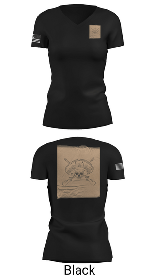 Women's Short Sleeve Vneck Shirt, Los Pistoleros, Army, Teamtime, Team time, sublimation, custom sports apparel, team uniforms, spirit wear, spiritwear, sports uniforms, custom shirts, team store, custom team store, fundraiser sports, apparel fundraiser