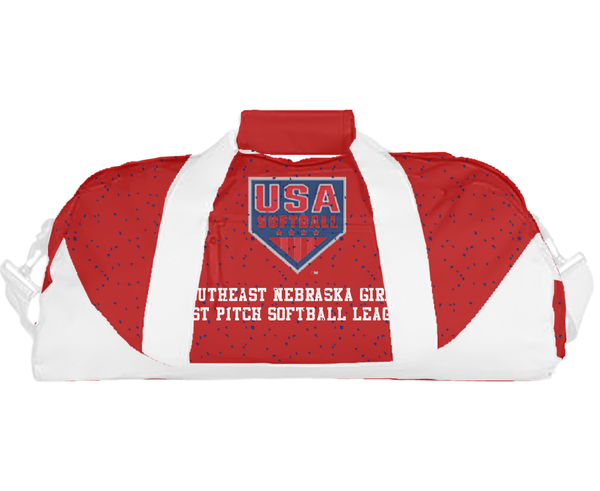 Duffle Bag, Southeast Nebraska Girls Fast Pitch Softball League, Softball, Teamtime, Team time, sublimation, custom sports apparel, team uniforms, spirit wear, spiritwear, sports uniforms, custom shirts, team store, custom team store, fundraiser sports, apparel fundraiser