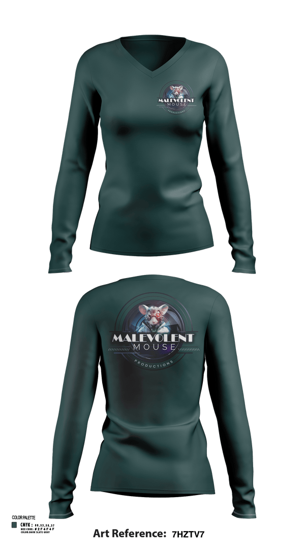 Womens Long Sleeve Vneck Shirt, Malevolent Mouse Productions, , Teamtime, Team time, sublimation, custom sports apparel, team uniforms, spirit wear, spiritwear, sports uniforms, custom shirts, team store, custom team store, fundraiser sports, apparel fundraiser