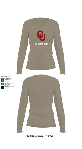 Womens Long Sleeve Vneck Shirt, OU Army ROTC, Army, Teamtime, Team time, sublimation, custom sports apparel, team uniforms, spirit wear, spiritwear, sports uniforms, custom shirts, team store, custom team store, fundraiser sports, apparel fundraiser