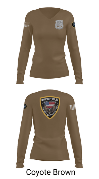 Womens Long Sleeve Vneck Shirt, Co-op City Police Department, Police, Teamtime, Team time, sublimation, custom sports apparel, team uniforms, spirit wear, spiritwear, sports uniforms, custom shirts, team store, custom team store, fundraiser sports, apparel fundraiser
