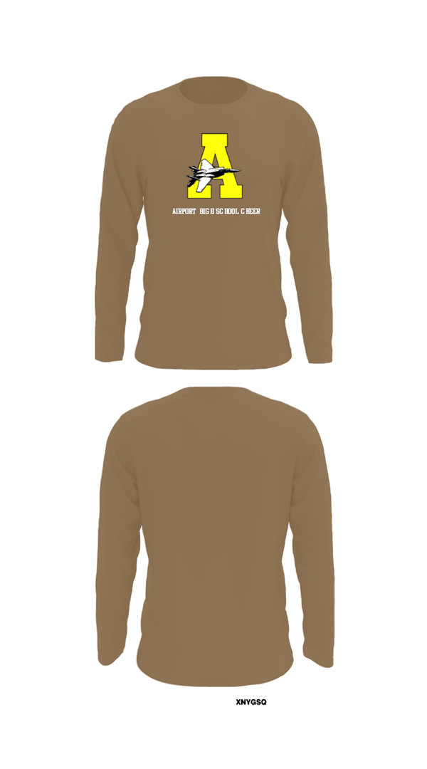 Long Sleeve Performance Shirt, Airport High School Cheer, Cheer, Teamtime, Team time, sublimation, custom sports apparel, team uniforms, spirit wear, spiritwear, sports uniforms, custom shirts, team store, custom team store, fundraiser sports, apparel fundraiser
