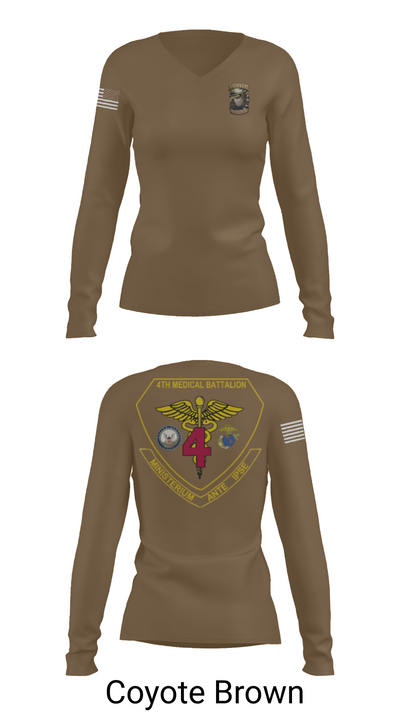 4th Med Battalion 81744782 Women's Long Sleeve V-neck Shirt - 17