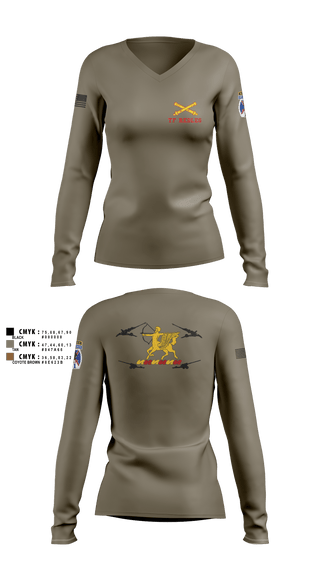 Womens Long Sleeve Vneck Shirt, 3-6 FA, Army, Teamtime, Team time, sublimation, custom sports apparel, team uniforms, spirit wear, spiritwear, sports uniforms, custom shirts, team store, custom team store, fundraiser sports, apparel fundraiser