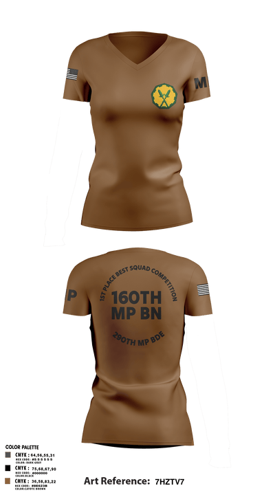 160th mp bn 37897815 Women's Short Sleeve V-neck Shirt - 105