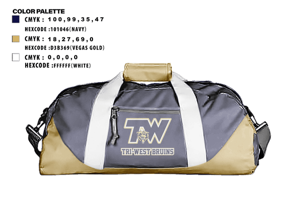 Duffle Bag, TRI-WEST BRUINS, Football, Teamtime, Team time, sublimation, custom sports apparel, team uniforms, spirit wear, spiritwear, sports uniforms, custom shirts, team store, custom team store, fundraiser sports, apparel fundraiser