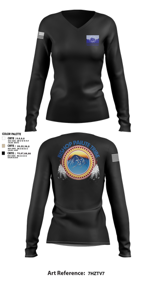 Womens Long Sleeve Vneck Shirt, Bishop Paiute EMO/ Hazardous Fiels Reduction, Fire Department, Teamtime, Team time, sublimation, custom sports apparel, team uniforms, spirit wear, spiritwear, sports uniforms, custom shirts, team store, custom team store, fundraiser sports, apparel fundraiser