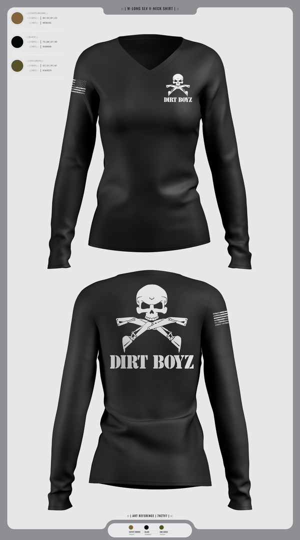 Womens Long Sleeve Vneck Shirt, Dirt boyz, Air Force, Teamtime, Team time, sublimation, custom sports apparel, team uniforms, spirit wear, spiritwear, sports uniforms, custom shirts, team store, custom team store, fundraiser sports, apparel fundraiser