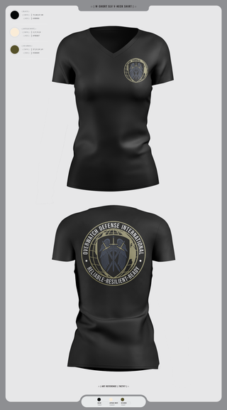 Womens Short Sleeve Vneck Shirt, Overwatch Defense International, , Teamtime, Team time, sublimation, custom sports apparel, team uniforms, spirit wear, spiritwear, sports uniforms, custom shirts, team store, custom team store, fundraiser sports, apparel fundraiser