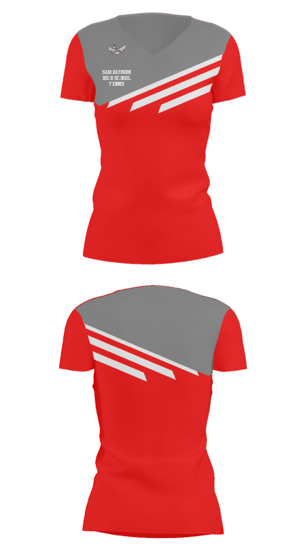 Women's Short Sleeve Vneck Shirt, Sam Rayburn High School Tennis, Tennis, Teamtime, Team time, sublimation, custom sports apparel, team uniforms, spirit wear, spiritwear, sports uniforms, custom shirts, team store, custom team store, fundraiser sports, apparel fundraiser