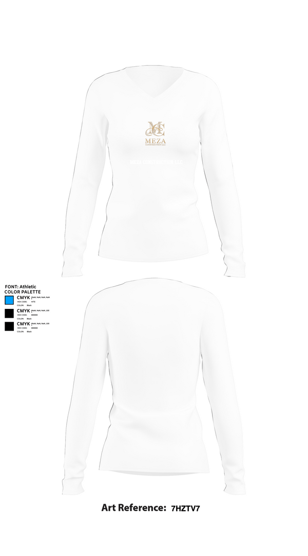 Womens Long Sleeve Vneck Shirt, Meza Construction LLC, , Teamtime, Team time, sublimation, custom sports apparel, team uniforms, spirit wear, spiritwear, sports uniforms, custom shirts, team store, custom team store, fundraiser sports, apparel fundraiser