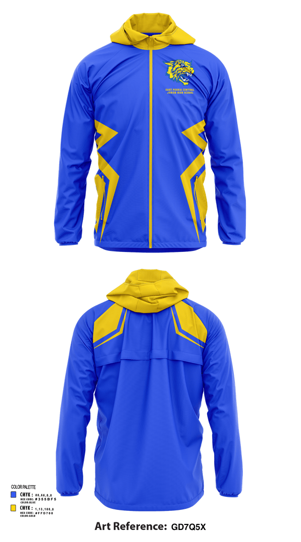 Windbreaker, East Peoria Central Junior High School, Spirit Store, Teamtime, Team time, sublimation, custom sports apparel, team uniforms, spirit wear, spiritwear, sports uniforms, custom shirts, team store, custom team store, fundraiser sports, apparel fundraiser