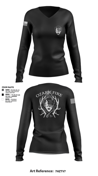 Women's Long Sleeve Vneck Shirt, OZARK FIRE, Fire Department, Teamtime, Team time, sublimation, custom sports apparel, team uniforms, spirit wear, spiritwear, sports uniforms, custom shirts, team store, custom team store, fundraiser sports, apparel fundraiser
