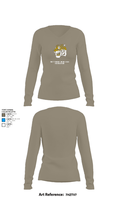 Fort Towson Junior High School Cheer 44003548 Women's Long Sleeve V-neck Shirt - 28