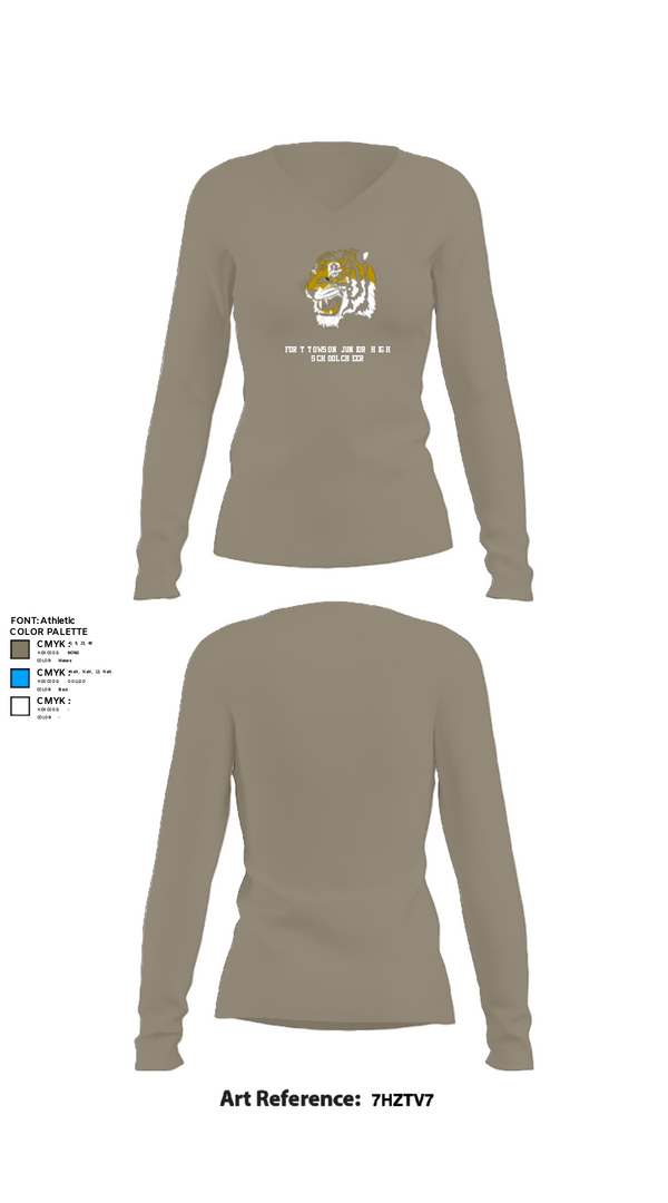 Womens Long Sleeve Vneck Shirt, Fort Towson Junior High School Cheer, Cheer, Teamtime, Team time, sublimation, custom sports apparel, team uniforms, spirit wear, spiritwear, sports uniforms, custom shirts, team store, custom team store, fundraiser sports, apparel fundraiser