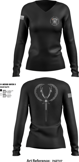 Women's Long Sleeve Vneck Shirt, XI. Inspektion, Army, Teamtime, Team time, sublimation, custom sports apparel, team uniforms, spirit wear, spiritwear, sports uniforms, custom shirts, team store, custom team store, fundraiser sports, apparel fundraiser