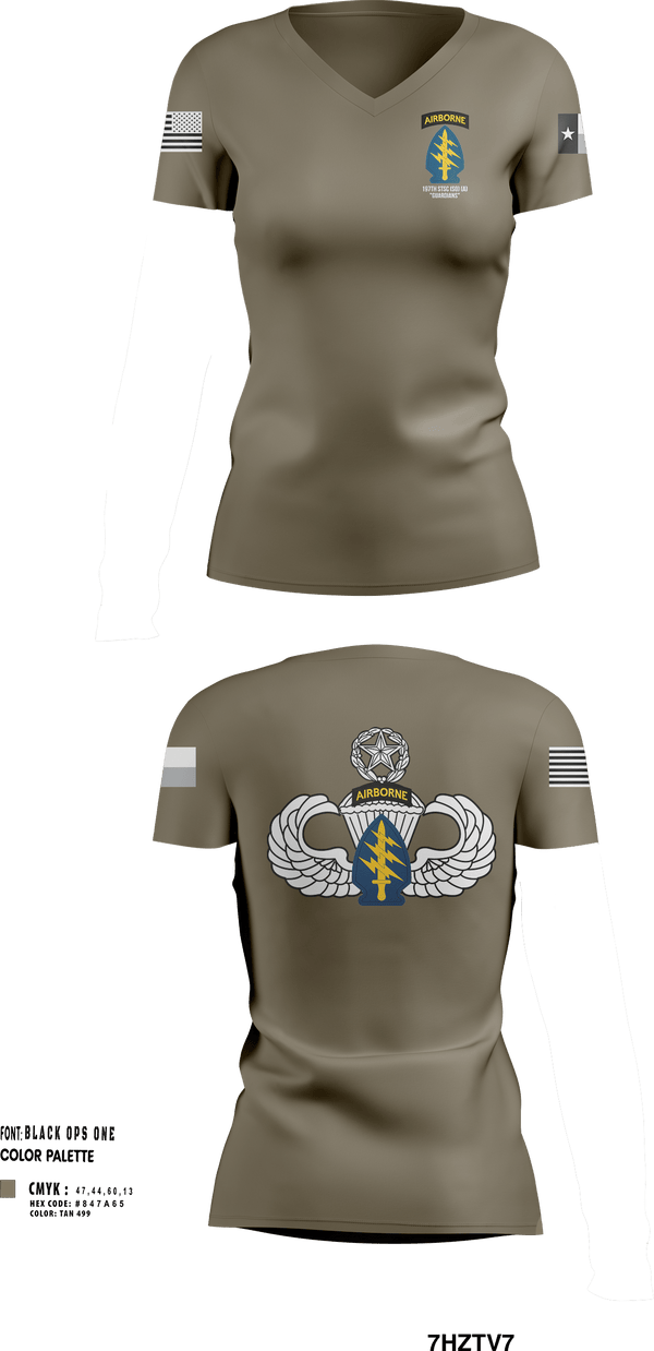 Womens Short Sleeve Vneck Shirt, 197th STSC (SO)(A), National Guard, Teamtime, Team time, sublimation, custom sports apparel, team uniforms, spirit wear, spiritwear, sports uniforms, custom shirts, team store, custom team store, fundraiser sports, apparel fundraiser