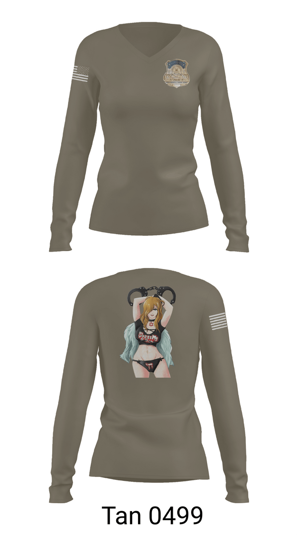 Womens Long Sleeve Vneck Shirt, US. Pentagon Force Protection Agency CounterintelligenceMARDET Fort Leonard Wood (FLW) DoD Interservice Non-Lethal Individual Weapons Instructor's Course Fort Leonard Wood Basic Military Police School House, Police, Teamtime, Team time, sublimation, custom sports apparel, team uniforms, spirit wear, spiritwear, sports uniforms, custom shirts, team store, custom team store, fundraiser sports, apparel fundraiser