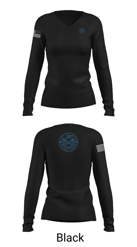Womens Long Sleeve Vneck Shirt, Brannon Plumbing & Construction, , Teamtime, Team time, sublimation, custom sports apparel, team uniforms, spirit wear, spiritwear, sports uniforms, custom shirts, team store, custom team store, fundraiser sports, apparel fundraiser