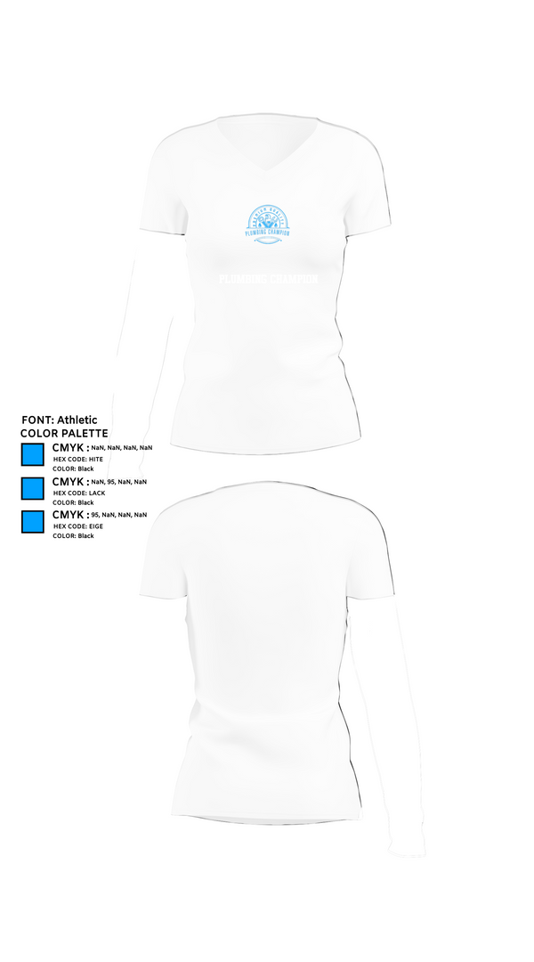 Womens Short Sleeve Vneck Shirt, Plumbing Champion, , Teamtime, Team time, sublimation, custom sports apparel, team uniforms, spirit wear, spiritwear, sports uniforms, custom shirts, team store, custom team store, fundraiser sports, apparel fundraiser