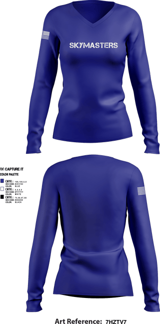 Womens Long Sleeve Vneck Shirt, Skymasters, Army, Teamtime, Team time, sublimation, custom sports apparel, team uniforms, spirit wear, spiritwear, sports uniforms, custom shirts, team store, custom team store, fundraiser sports, apparel fundraiser