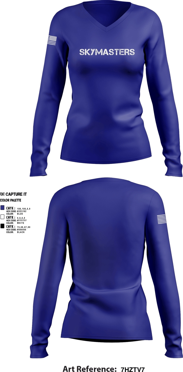 Womens Long Sleeve Vneck Shirt, Skymasters, Army, Teamtime, Team time, sublimation, custom sports apparel, team uniforms, spirit wear, spiritwear, sports uniforms, custom shirts, team store, custom team store, fundraiser sports, apparel fundraiser