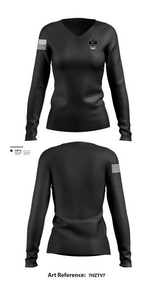 Womens Long Sleeve Vneck Shirt, Connellsville Area Hugh School Junior ROTC, Army, Teamtime, Team time, sublimation, custom sports apparel, team uniforms, spirit wear, spiritwear, sports uniforms, custom shirts, team store, custom team store, fundraiser sports, apparel fundraiser